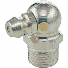 Umeta - 90° Head Angle, 1/8 PTF Stainless Steel Standard Grease Fitting - 7/16" Hex, 7/8" Overall Height - Apex Tool & Supply
