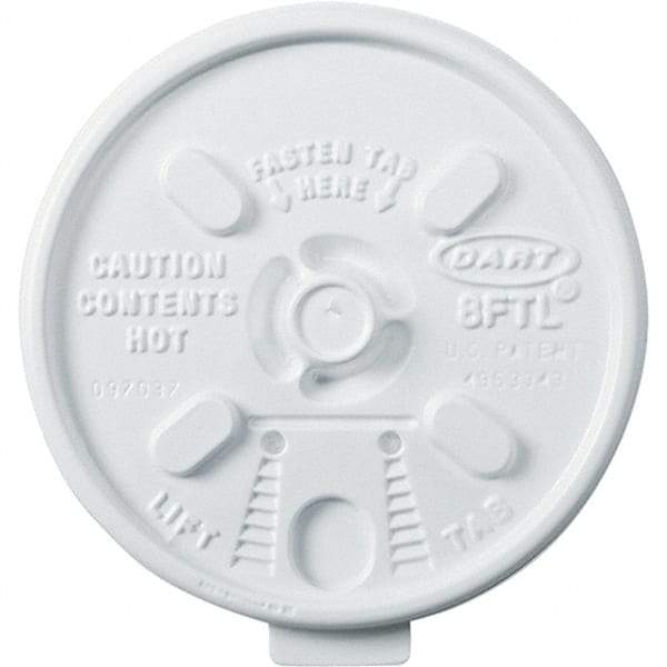 DART - Plastic Hot Cup Lids, 6-10 oz Cups - White - Apex Tool & Supply