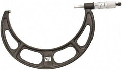 Starrett - 7 to 8" Range, 0.001" Graduation, Mechanical Outside Micrometer - Ratchet Thimble, 4-1/2" Throat Depth, Accurate to 0.0001" - Apex Tool & Supply