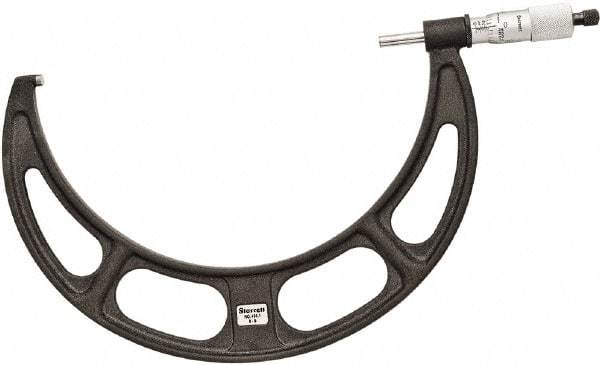 Starrett - 8 to 9" Range, 0.001" Graduation, Mechanical Outside Micrometer - Ratchet Thimble, 5" Throat Depth, Accurate to 0.0001" - Apex Tool & Supply