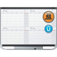 Quartet - 36" High x 48" Wide Magnetic Dry Erase Calendar - Fiberboard Frame, Includes Accessory Tray/Rail, Dry-Erase Marker & Mounting Kit - Apex Tool & Supply