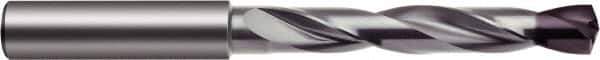 Guhring - 10.7mm 140° Solid Carbide Jobber Drill - nano-FIREX Finish, Right Hand Cut, Spiral Flute, Round Shank, 118mm OAL, Faceted Point - Apex Tool & Supply