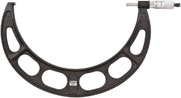 Starrett - 11 to 12" Range, 0.001" Graduation, Mechanical Outside Micrometer - Ratchet Thimble, 6-1/2" Throat Depth, Accurate to 0.0001" - Apex Tool & Supply