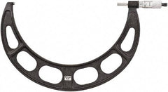 Starrett - 11 to 12" Range, 0.001" Graduation, Mechanical Outside Micrometer - Ratchet Thimble, 6-1/2" Throat Depth, Accurate to 0.0001" - Apex Tool & Supply