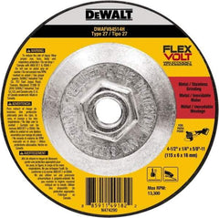 DeWALT - 4-1/2" Wheel Diam, 1/4" Wheel Thickness, 7/8" Arbor Hole, Type 27 Depressed Center Wheel - Fine/Coarse Grade, Ceramic, 13,300 Max RPM - Apex Tool & Supply