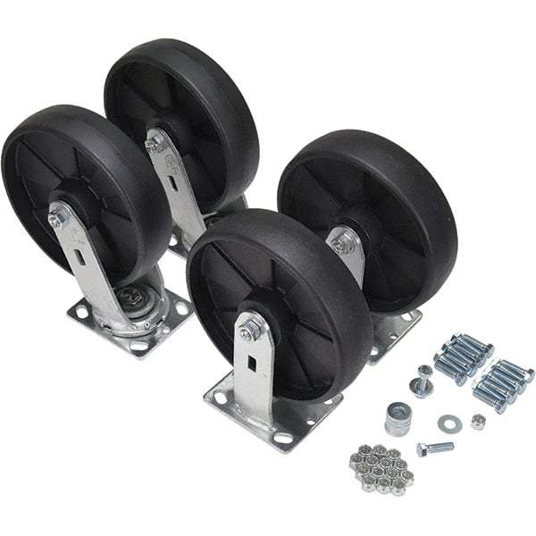 Vestil - 8" Diam x 2" Wide, Glass Filled Nylon (2) Rigid (2) Swivel Caster - 5,000 Lb Capacity, Top Plate Mount, 4" x 4-1/2" Plate - Apex Tool & Supply
