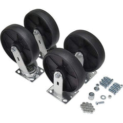 Vestil - 8" Diam x 2" Wide, Glass Filled Nylon (2) Rigid (2) Swivel Caster - 5,000 Lb Capacity, Top Plate Mount, 4" x 4-1/2" Plate - Apex Tool & Supply