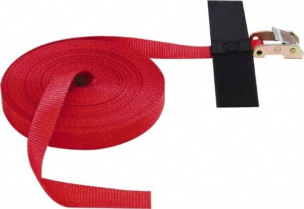 Snap-Loc - 16' Long x 2" Wide, 1,500 Lb Basket Capacity, Polyester & Steel Web Sling - 2" Diam Chain, Red, with Cambuckle Tie Down - Apex Tool & Supply