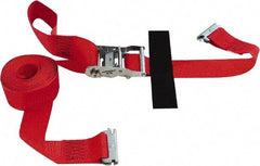 Snap-Loc - 16' Long x 2" Wide, 4,400 Lb Basket Capacity, Polyester & Steel Web Sling - 2" Diam Chain, Red, with Ratchet Tie Down - Apex Tool & Supply
