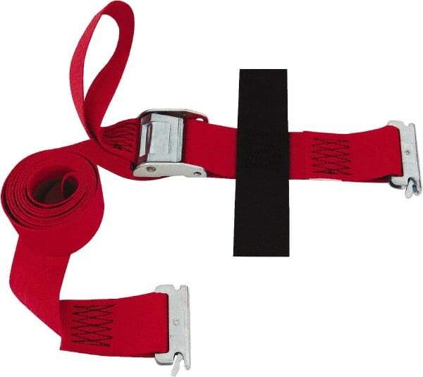 Snap-Loc - 8' Long x 2" Wide, 3,000 Lb Basket Capacity, Polyester & Steel Web Sling - 2" Diam Chain, Red, with Cambuckle Tie Down - Apex Tool & Supply