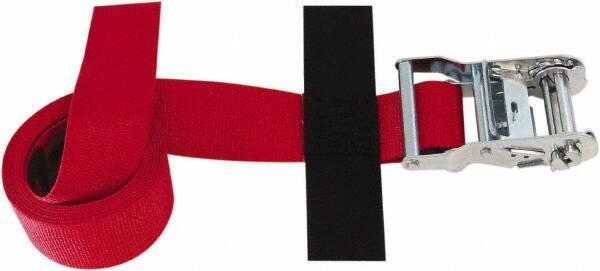 Snap-Loc - 8' Long x 2" Wide, 4,400 Lb Basket Capacity, Polyester & Steel Web Sling - Red, with Ratchet Tie Down - Apex Tool & Supply