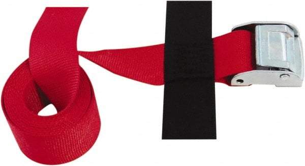 Snap-Loc - 8' Long x 2" Wide, 3,000 Lb Basket Capacity, Polyester & Steel Web Sling - Red, with Cambuckle Tie Down - Apex Tool & Supply