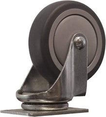 Snap-Loc - 4" Diam x 1" Wide x 5" OAH Top Plate Mount Swivel Caster - Polyurethane, 375 Lb Capacity, Ball Bearing, 1-3/4 X 2-7/8" Plate, Round Stem - Apex Tool & Supply