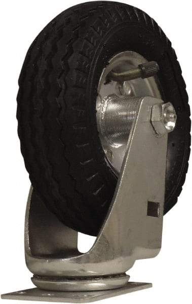 Snap-Loc - 6" Diam x 1-1/4" Wide x 7-1/2" OAH Top Plate Mount Swivel Caster - Rubber, 375 Lb Capacity, Ball Bearing, 1-3/4 X 2-7/8" Plate, Round Stem - Apex Tool & Supply