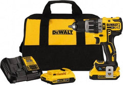 DeWALT - 20 Volt 1/2" Chuck Pistol Grip Handle Cordless Drill - 0-2000 RPM, Keyless Chuck, Reversible, 2 Lithium-Ion Batteries Included - Apex Tool & Supply