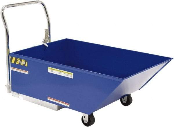 Vestil - 206 Lb Load Capacity, 1/3 Cu Yd, Steel Low Profile - 29-13/16" Wide x 54" Long x 33-5/8" High, Blue - Apex Tool & Supply