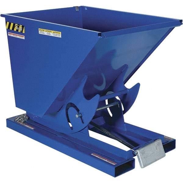 Vestil - 2,000 Lb Load Capacity, 1/2 Cu. Yd Cu Yd, Steel Self-Dumping Hopper - 33-11/16" Wide x 51-3/4" Long x 38" High, Blue - Apex Tool & Supply