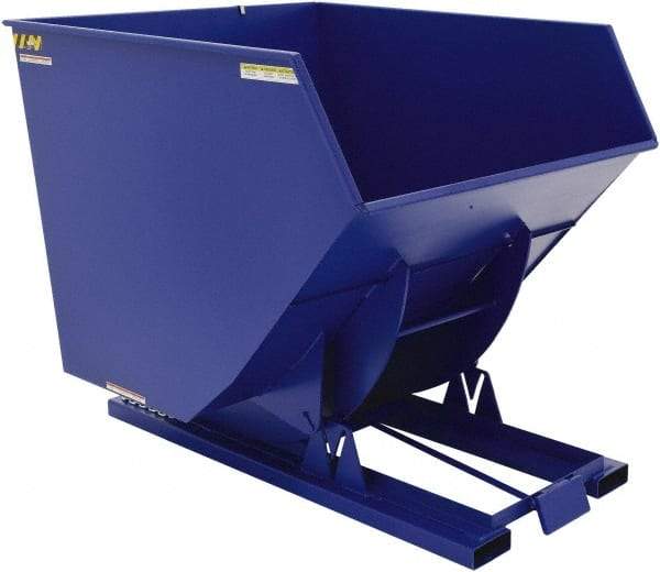 Vestil - 6,000 Lb Load Capacity, 4 Cu Yd, Steel Self-Dumping Hopper - 64" Wide x 79-3/8" Long x 64-3/8" High, Blue - Apex Tool & Supply
