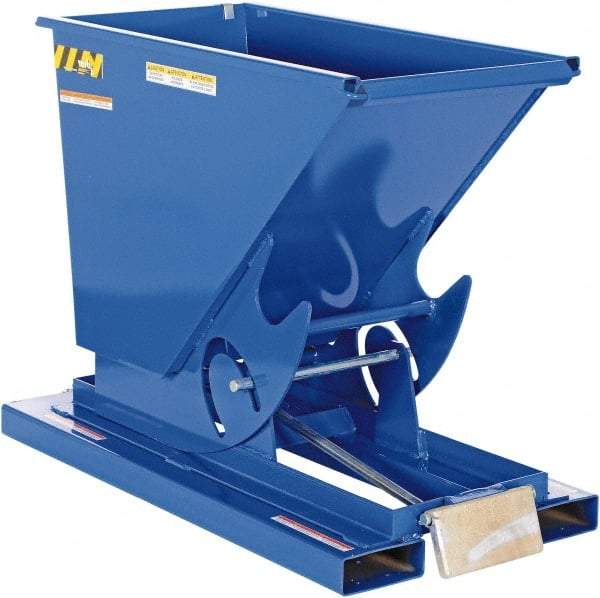 Vestil - 2,000 Lb Load Capacity, 1/3 Cu Yd, Steel Self-Dumping Hopper - 26" Wide x 51-7/8" Long x 38" High, Blue - Apex Tool & Supply