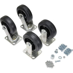 Vestil - 6" Diam x 2" Wide, Mold on Rubber (2) Rigid (2) Swivel Caster - 2,400 Lb Capacity, Top Plate Mount, 4" x 4-1/2" Plate - Apex Tool & Supply