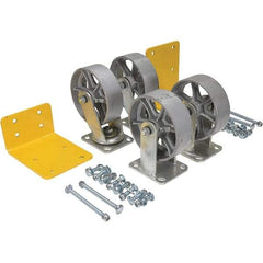 Vestil - 6" Diam x 2" Wide, Semi-Steel (2) Rigid (2) Swivel Caster - 4,800 Lb Capacity, Top Plate Mount, 4" x 4-1/2" Plate - Apex Tool & Supply