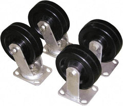 Vestil - 6" Diam x 2" Wide, Glass Filled Nylon (2) Rigid (2) Swivel Caster - 3,600 Lb Capacity, Top Plate Mount, 4" x 4-1/2" Plate - Apex Tool & Supply