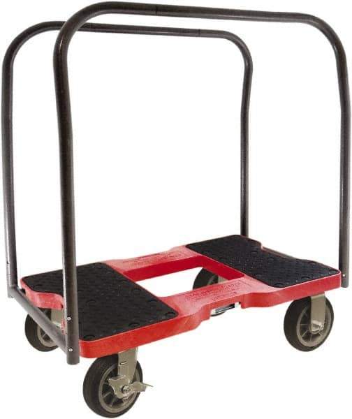 Snap-Loc - 1,500 Lb Capacity Steel Panel Cart - Polyethylene/Polypropylene Plastic Deck, 20-1/2" OAW, 32" Platform Length x 9-1/2" Platform Height, Rubber Casters - Apex Tool & Supply