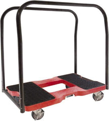 Snap-Loc - 1,500 Lb Capacity Steel Panel Cart - Polyethylene/Polypropylene Plastic Deck, 20-1/2" OAW, 32" Platform Length x 7" Platform Height, Polyurethane Casters - Apex Tool & Supply