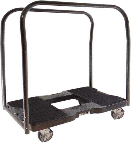 Snap-Loc - 1,500 Lb Capacity Steel Panel Cart - Polyethylene/Polypropylene Plastic Deck, 20-1/2" OAW, 32" Platform Length x 7" Platform Height, Polyurethane Casters - Apex Tool & Supply