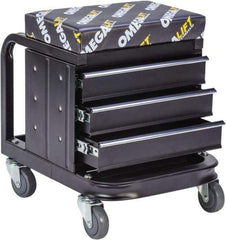 Omega Lift Equipment - 450 Lb Capacity, 4 Wheel Creeper Seat with Drawers - Steel, 18-1/4" Long x 18-7/8" High x 14" Wide - Apex Tool & Supply