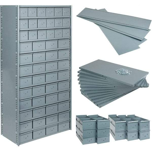 Value Collection - 35.8" Wide, 1 High, Open Shelving Accessory/Component - 21 Gauge Steel, Powder Coat Finish, Use with Bins/Totes - Apex Tool & Supply