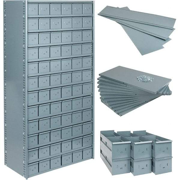Value Collection - 35.8" Wide, 1 High, Open Shelving Accessory/Component - 21 Gauge Steel, Powder Coat Finish, Use with Bins/Totes - Apex Tool & Supply