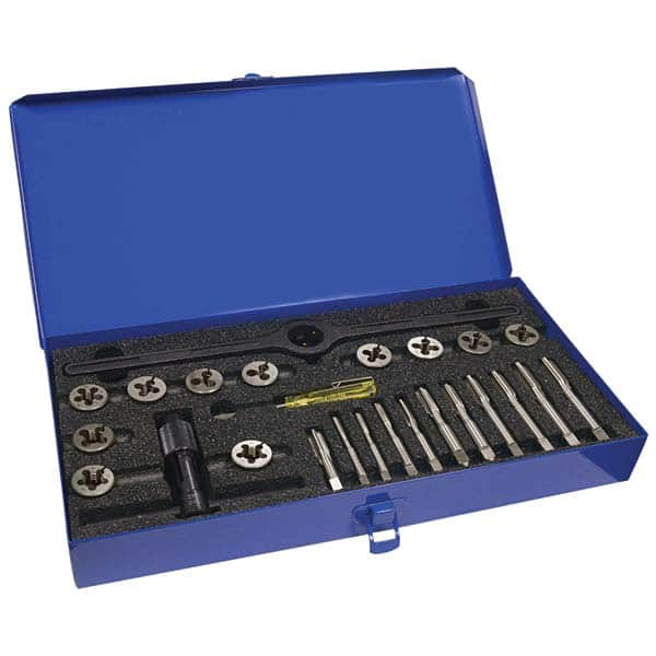 Greenfield Threading - Tap & Die Sets Minimum Tap Thread Size (Inch): 1/4-20 Maximum Tap Thread Size (Inch): 1/2-20 - Apex Tool & Supply