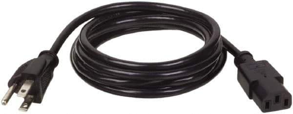 Tripp-Lite - 10', 18/3 Gauge/Conductors, Black Indoor Replacement Cord - 0 Receptacles, 10 Amps, 120 VAC, UL SJT, NEMA 5-15P - Apex Tool & Supply