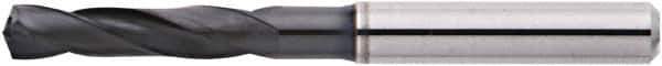 Accupro - 3/8" 135° Spiral Flute Solid Carbide Screw Machine Drill Bit - AlTiN Finish, Right Hand Cut, 46mm Flute Length, 89mm OAL, Straight Shank, Through Coolant - Apex Tool & Supply