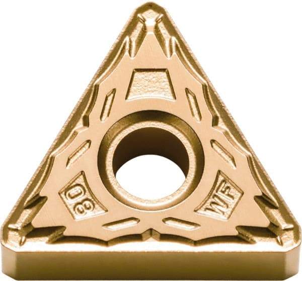 Kyocera - TNMX331 WF Grade CA525 Carbide Turning Insert - TiCN/AI2O3/TiN Finish, 60° Triangle, 3/8" Inscr Circle, 3/16" Thick, 1/64" Corner Radius - Apex Tool & Supply
