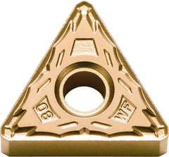 Kyocera - TNMX331 WF Grade CA525 Carbide Turning Insert - TiCN/AI2O3/TiN Finish, 60° Triangle, 3/8" Inscr Circle, 3/16" Thick, 1/64" Corner Radius - Apex Tool & Supply