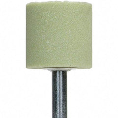 Norton - 1-1/4" Head Diam x 3/8" Thickness, W179, Cylinder End, Ceramic Mounted Point - Green, Extra Coarse Grade, 36 Grit, 20,415 RPM - Apex Tool & Supply