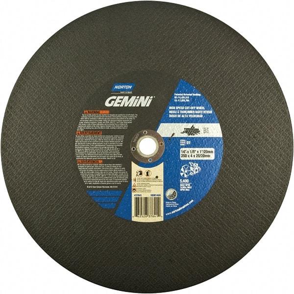 Norton - 14" Aluminum Oxide Cutoff Wheel - 1/8" Thick, 1" Arbor - Apex Tool & Supply