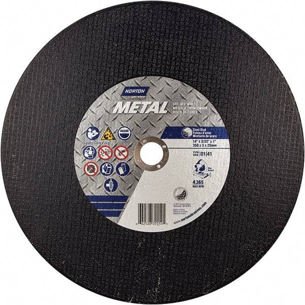 Norton - 14" Aluminum Oxide Cutoff Wheel - 7/64" Thick, 1" Arbor - Apex Tool & Supply