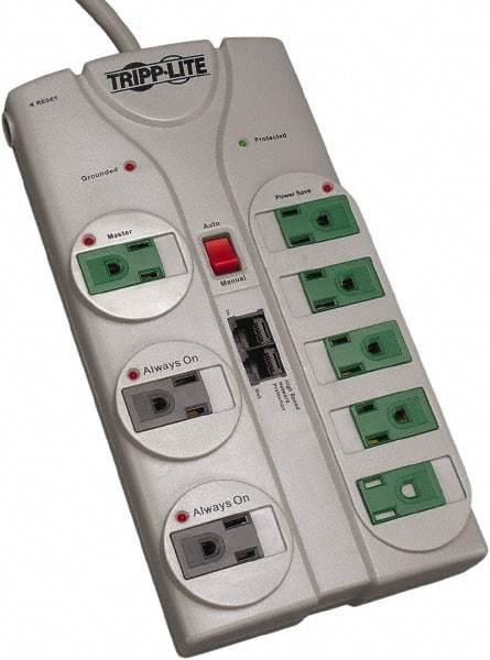 Tripp-Lite - 8 Outlets, 120 VAC15 Amps, 8' Cord, Power Outlet Strip - Floor, Keyhole Mount, 5-15 NEMA Configuration, 9.55" Strip - Apex Tool & Supply