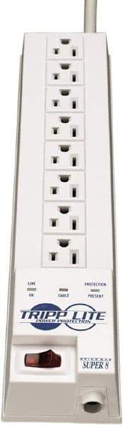 Tripp-Lite - 8 Outlets, 120 VAC15 Amps, 8' Cord, Power Outlet Strip - Floor, Keyhole Mount, 5-15 NEMA Configuration, 1-3/4" Strip - Apex Tool & Supply