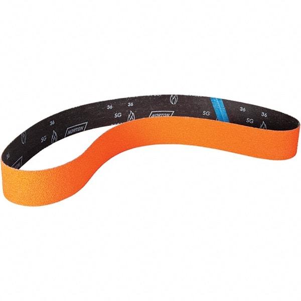 Norton - 2" Wide x 60" OAL, 120 Grit, Ceramic Abrasive Belt - Ceramic, Coated, Y Weighted Cloth Backing - Apex Tool & Supply