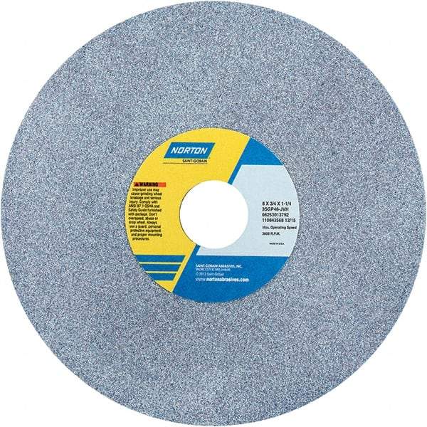 Norton - 8" Diam x 1-1/4" Hole x 3/4" Thick, J Hardness, 46 Grit Surface Grinding Wheel - Ceramic, Type 1, Coarse Grade, 3,600 Max RPM - Apex Tool & Supply