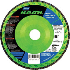 Norton - 80 Grit, 6" Disc Diam, 7/8" Center Hole, Type 27 Zirconia Alumina Flap Disc - 10,200 Max RPM, Polyester Backing, Arbor Attaching System, Coated - Apex Tool & Supply