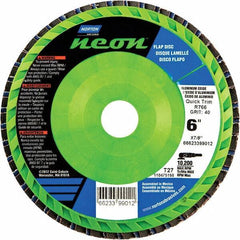 Norton - 40 Grit, 6" Disc Diam, 7/8" Center Hole, Type 27 Zirconia Alumina Flap Disc - 10,200 Max RPM, Polyester Backing, Arbor Attaching System, Coated - Apex Tool & Supply