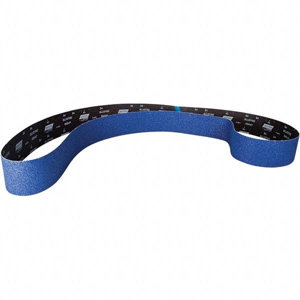 Norton - 4" Wide x 132" OAL, 60 Grit, Zirconia Alumina Abrasive Belt - Zirconia Alumina, Coated, Y Weighted Cloth Backing - Apex Tool & Supply
