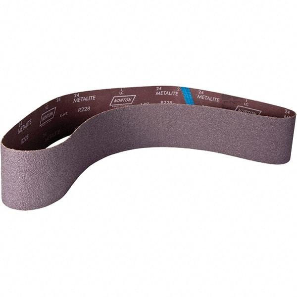 Norton - 4" Wide x 60" OAL, 120 Grit, Aluminum Oxide Abrasive Belt - Aluminum Oxide, Coated, X Weighted Cloth Backing - Apex Tool & Supply