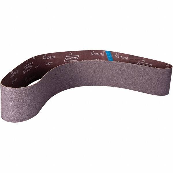 Norton - 4" Wide x 60" OAL, 24 Grit, Aluminum Oxide Abrasive Belt - Aluminum Oxide, Coated, X Weighted Cloth Backing - Apex Tool & Supply