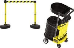 Banner Stakes - 42-1/2" High Plastic Pedestrian Barrier - 15' Long Rope - Apex Tool & Supply